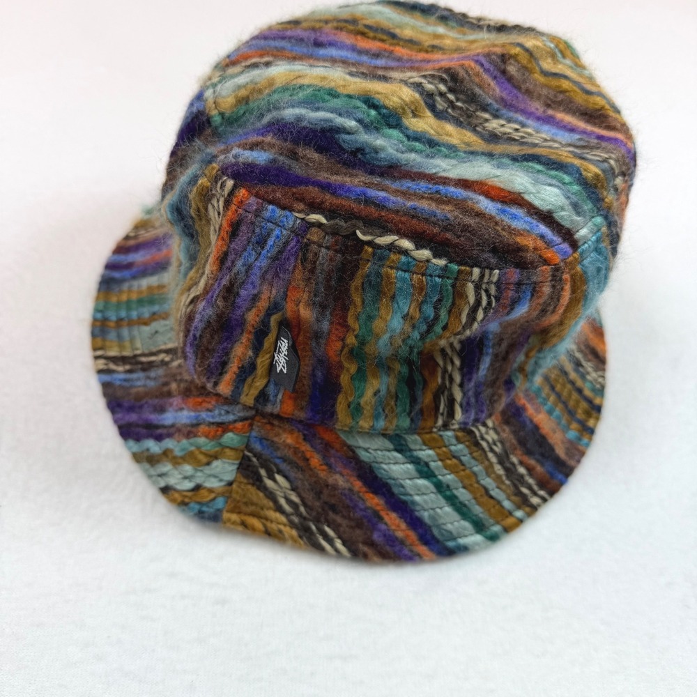 Stussy Multi Color Striped Fuzzy Bucket Hat Streetwear Mohair Style Multi-Color